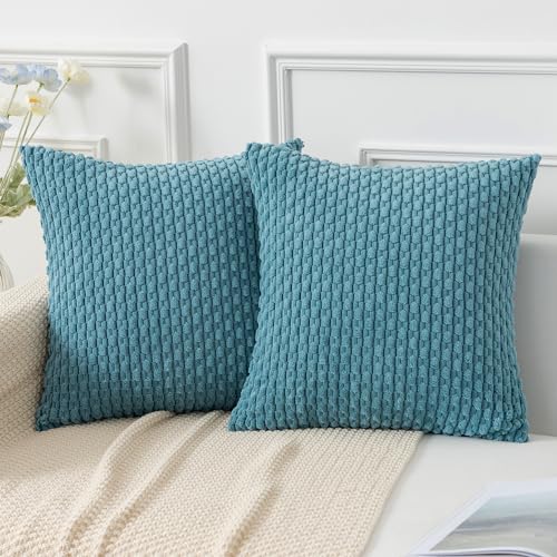 Kevin Textile 2 Packs Boho Decorative Throw Pillow Covers 18x18 Inch for Living Room Couch Bed Sofa Rustic Modern Farmhouse Home Decor Soft Corduroy Rust Square Cushion Case 45x45 cm