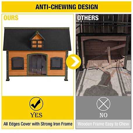 aivituvin Premium Wooden Dog House Iron Frame and Asphalt Roof AIR90 - Pet Supplies online store