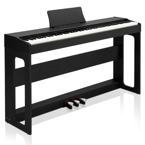 Ktaxon 88 Key Weighted Keyboard Piano Digital Piano with Dream Sound Chip, MIDI/USB Connectivity, Works with Music Software Includes Headphones, Sticker, Music Clip, Dustproof Cloth(Black)
