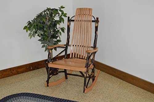 Amish-Made Large 9-Slat Rustic Hickory Rocking Chair