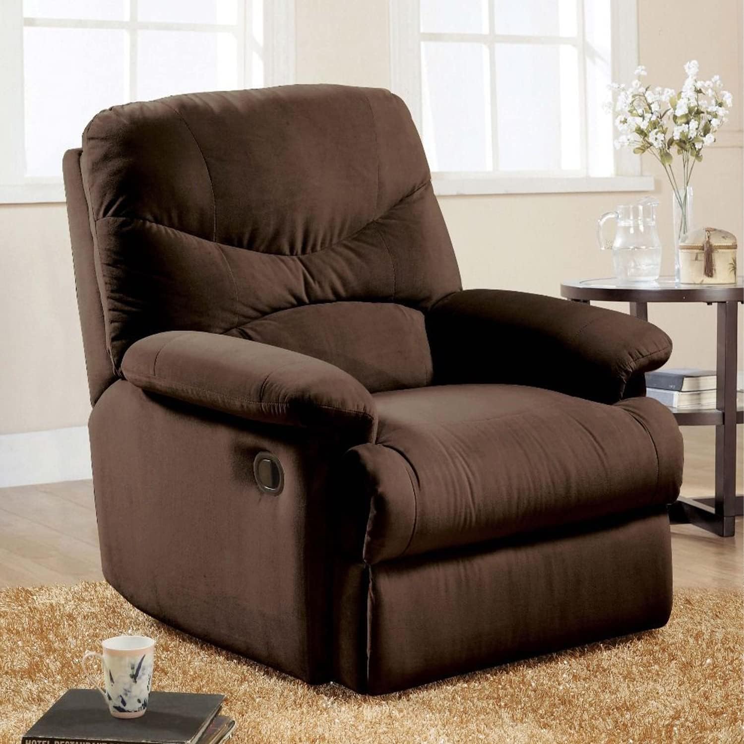 Upholstered Motion Recliner, Chocolate