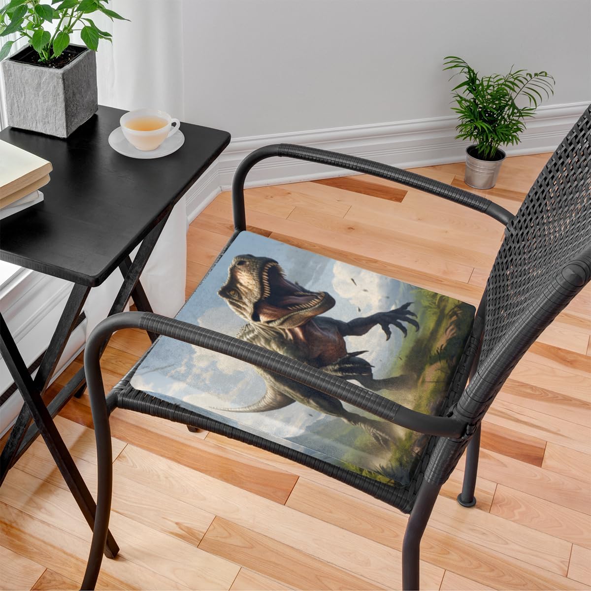 Dinosaur Roaring Hills Square Seat Cushions 16 * 16 Inch High Density Sponge Filling Soft Comfortable Removable with Zipper Chair Cushion for Kitchen Dining Room Couch Office Chairs Car