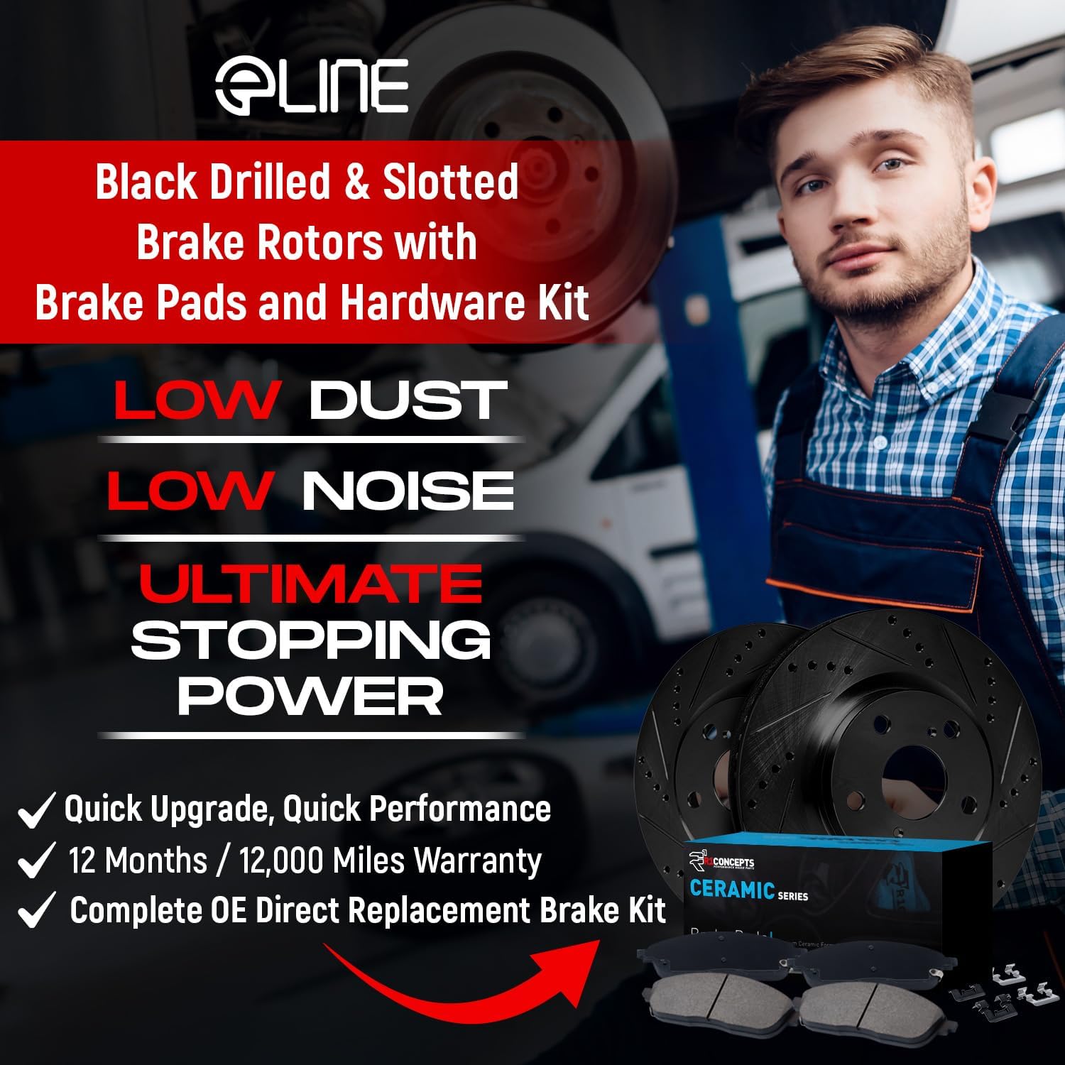 R1 Concepts Front Rear Brakes and Rotors Kit |Front Rear Brake Pads| Brake Rotors and Pads| Ceramic Brake Pads and Rotors |Hardware Kit|fits 2010-2017 Chevrolet Equinox, 2010-2017 GMC Terrain