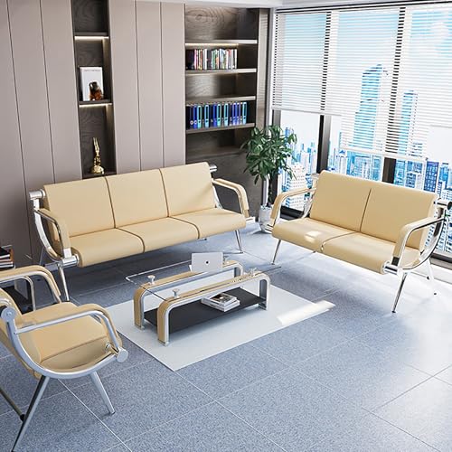 2/3-Seat Waiting Room Bench，Reception Bench Seating Chair with Armrest, Heavy Duty Guest Lobby Chair, for Office, Airport, Clinic, Hospital(Orange,51.1in/130cm)