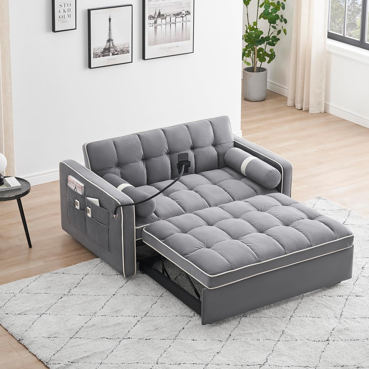 Sleeper Sofa Couch w/Pull Out Bed, 55