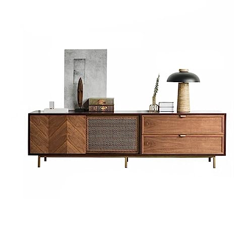 Tv Stand Tv Table Stand Nordic Retro Copper Mesh TV Cabinet Living Room Entertainment Center Locker Household Simple Sideboard Tv Stands for Living Room