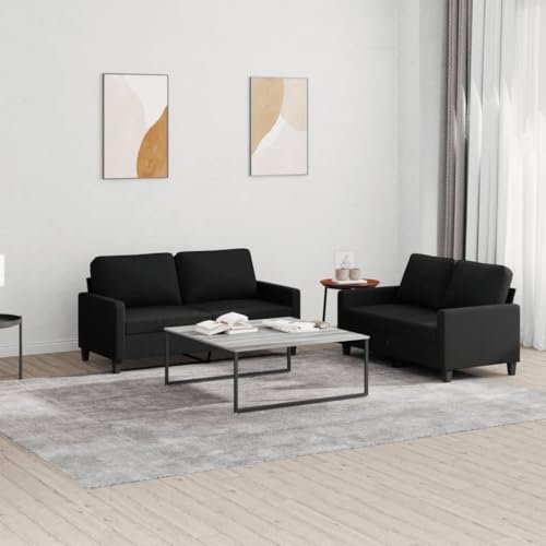 2 Piece Sofa Set with Cushions Black Fabric,Assembly Required; All Necessary Hardware Included Sofas & Couches for Living Room
