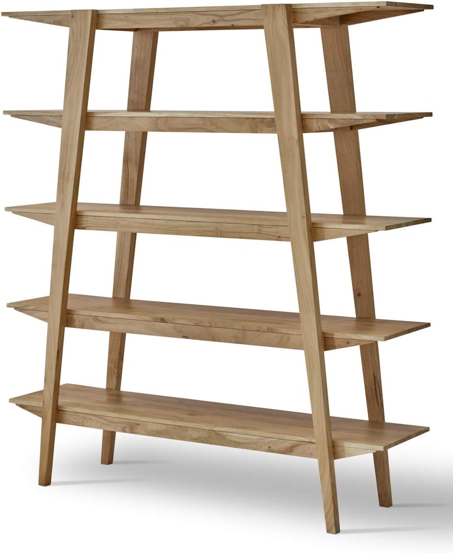 Temple Wooden Bookcase, Display Shelf and Room Divider, Freestanding Decorative Storage Shelving, 5-Tier Bookshelf, Natural
