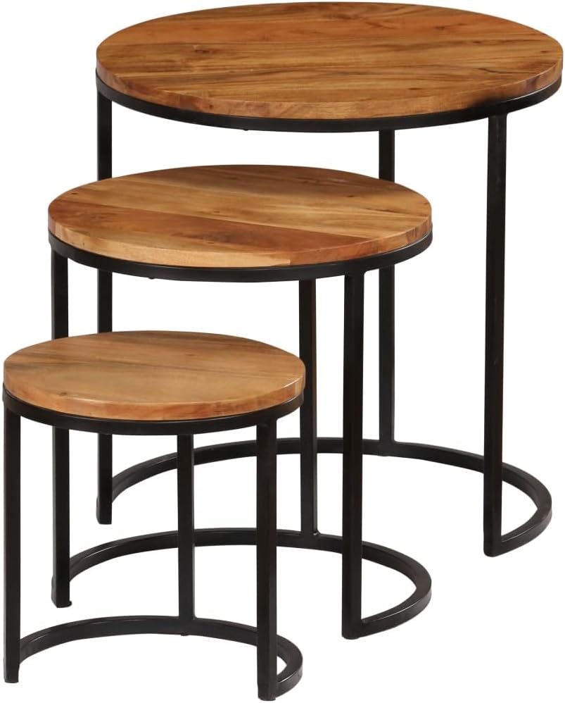 Table for Living Room、Coffee tablesCoffee Table Set 3 Pieces Solid Acacia Wood Sheesham FinishSuitable for Living Room, Patio