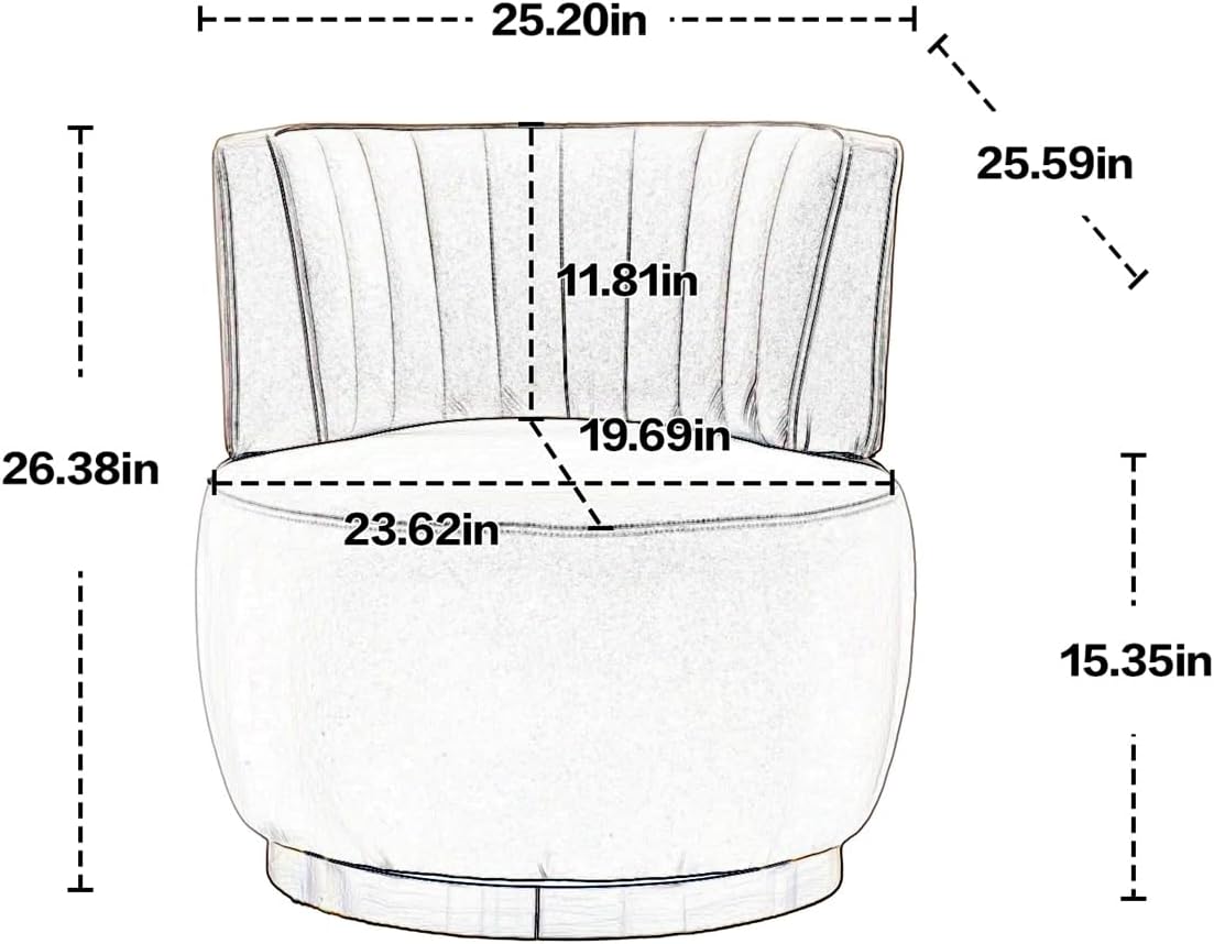 360 Degree Swivel Cuddle Barrel Accent Sofa Chairs, Round Armchairs with Wide Upholstered, Fluffy Velvet Fabric Chair for Living Room