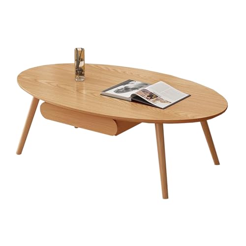 Wood Coffee Table for Living Room, 2 Tier Circle Rustic Coffee Table with Storage, Coffee Table for Apartment, Easy Assembly, Minimalist Tea Table Coffee Tables