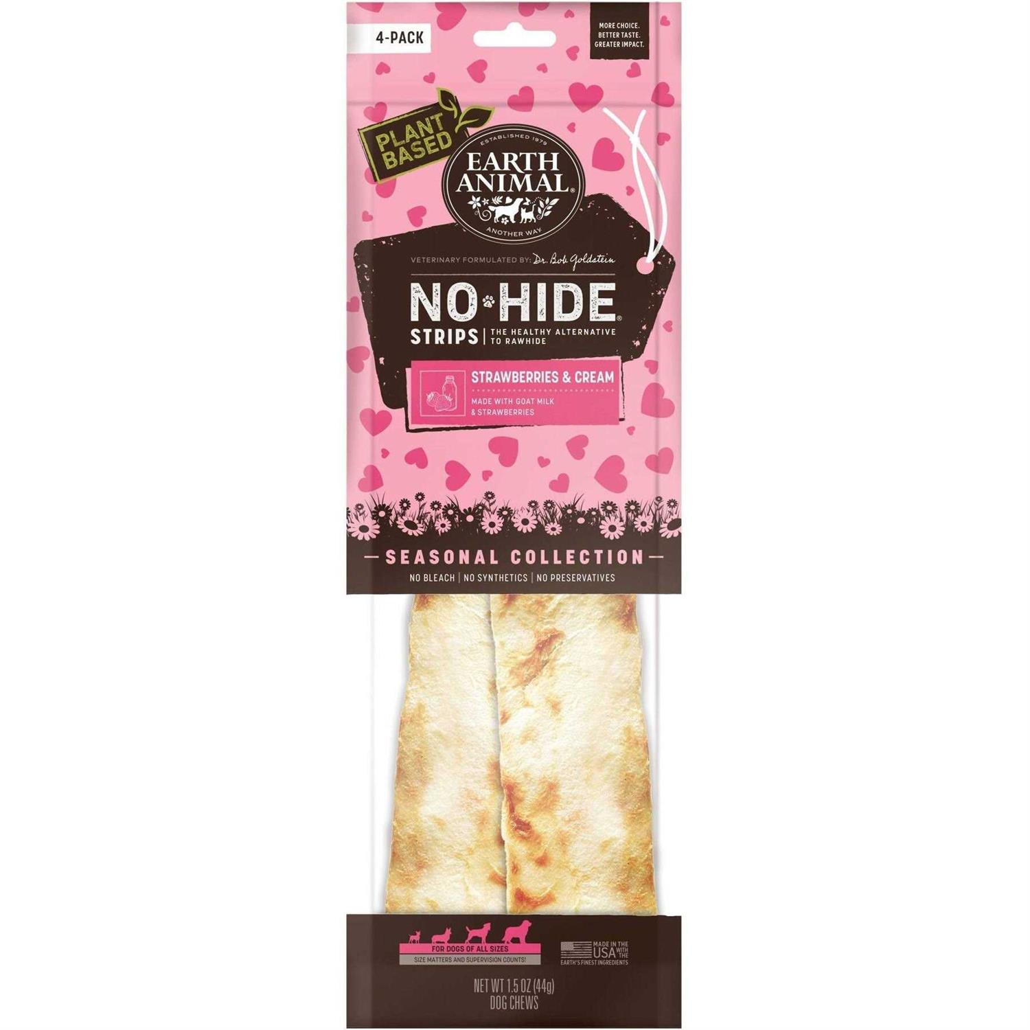 Earth Animal No-Hide Strawberries & Cream Strips Dog Treats - Pet Supplies online store