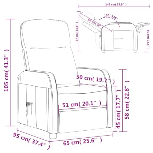 Reclining Chair, Gray Faux Leather,Assembly is a Breeze with The Included Detailed Manual, Allowing You to Enjoy This Luxurious Recliner in no time. Living Room Furniture