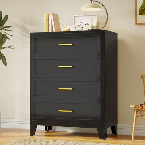 5 Drawer Dresser, Dressers & Chest of Drawers for Bedroom, Metal Storage Cabinet Organizer with Drawers for Living Room, Hallway, Entryway, Home Office (White)