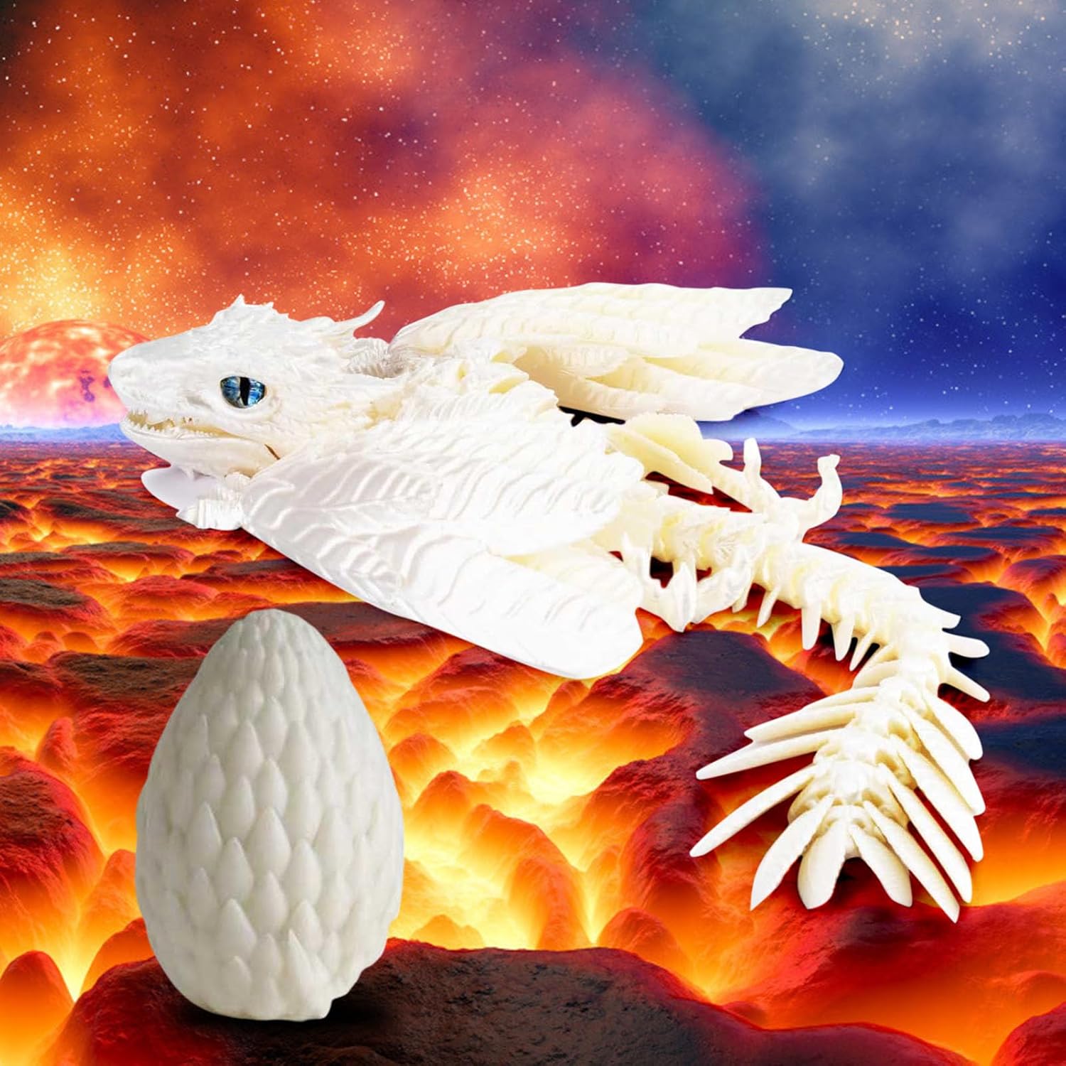 3 D Printed Dragon, Warehouse Deals Clearance, Feathered Wyvern Dragon, Full Articulated Movable Dragon Model, Winged Dragon Home Office Decor, 3 D Printed Toys, Gift for Dragons Lover and Kids