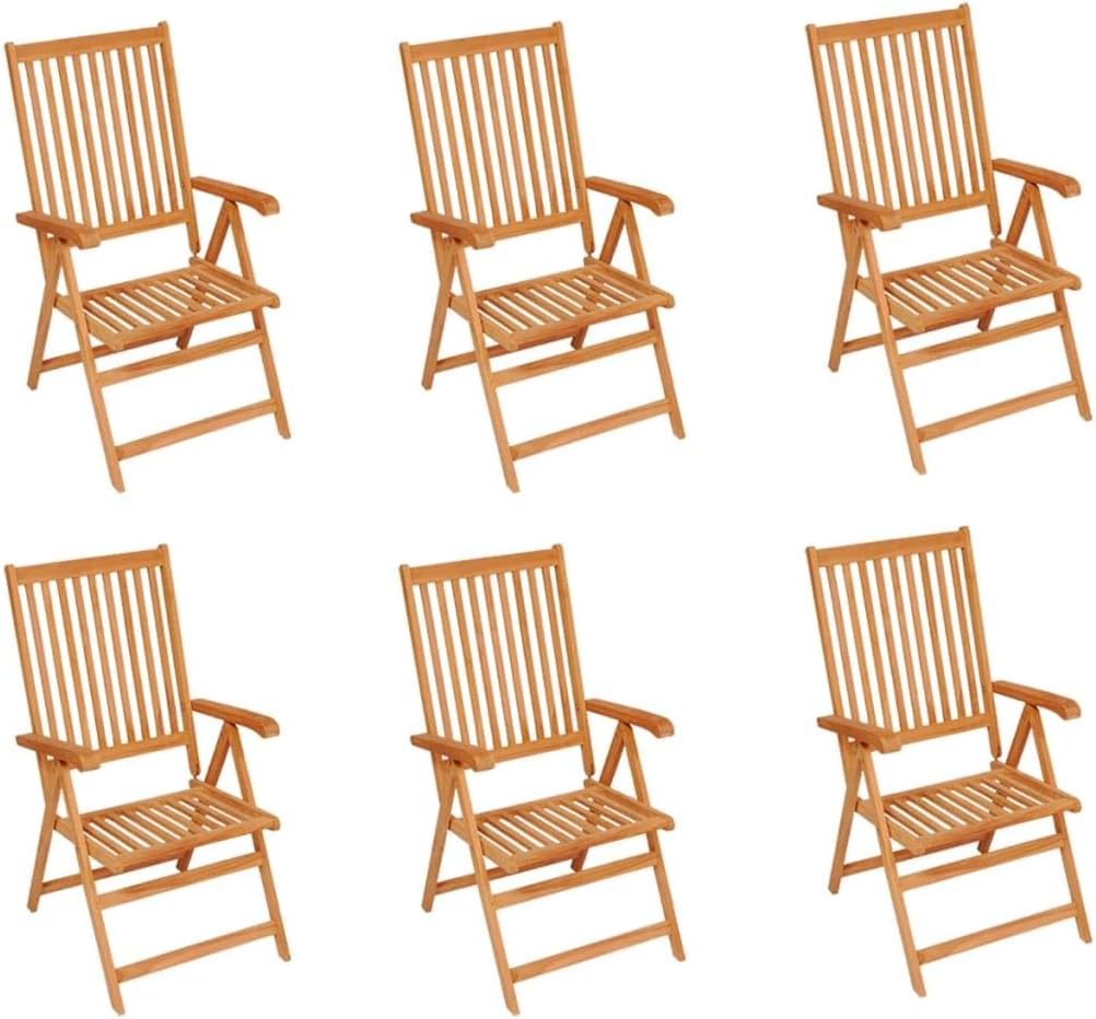 Patio Chairs 6 pcs with Black Cushions Solid Teak Wood,Furniture,Outdoor Furniture,Outdoor Seating,Outdoor Chairs,Black,44.8kg/98.56ib