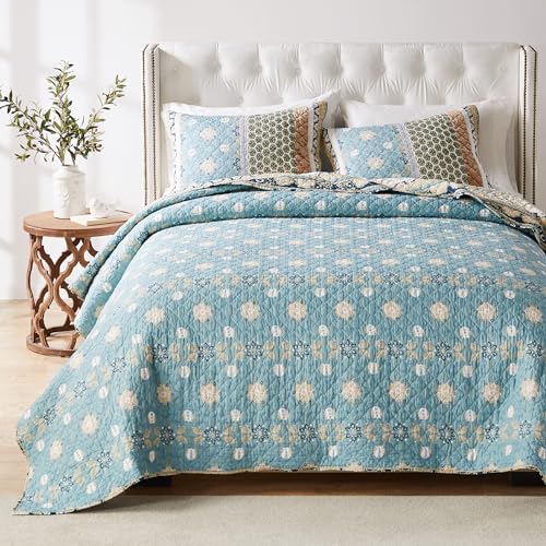 Greenland Home Thalia Quilted Bedding Set, 3-Piece Full/Queen, Blue, One Set