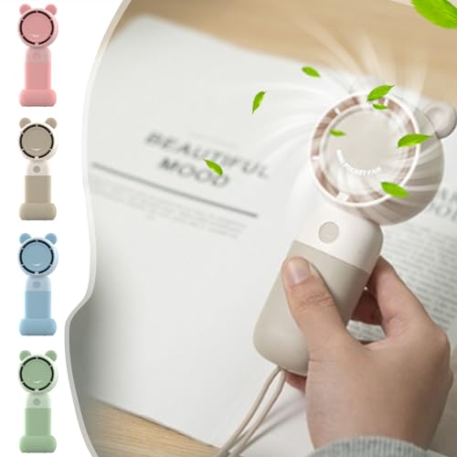 Mini Handheld Fan, Portable Fan Rechargeable, Vertical Blower With Base, Six Fan Blades, Suitable for Bedrooms, Offices, Outdoor, Walking Wind Source, Strong Wind, Cool All Summer