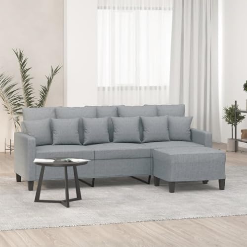 3-Seater Sofa with Footstool Light Gray 70.9