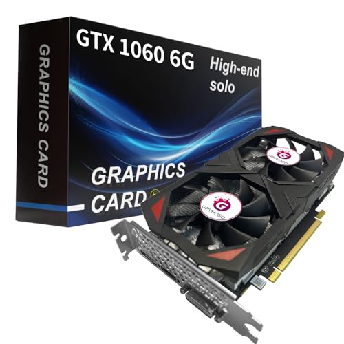 GTX 1060 6GB Graphics Card GDDR5 192Bit 4K VR Ready Video Cards with Dual Cooling Fans, Support Direct X12 PCIe3.0 * 16 HDMI DVI DP, High Performance for Gaming and Creative Work
