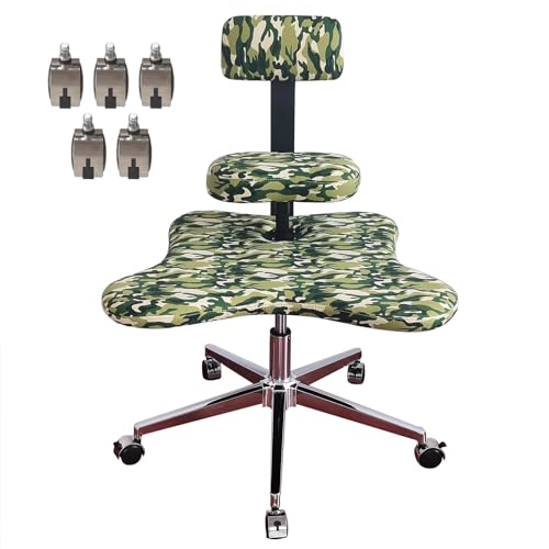 Kneeling Chair Ergonomic Cross Legged Chair with Brake Wheels, Height-Adjustable Office Kneeling Chairs with Lumbar Support, Armless Meditation Stool for Fidgety Sitters