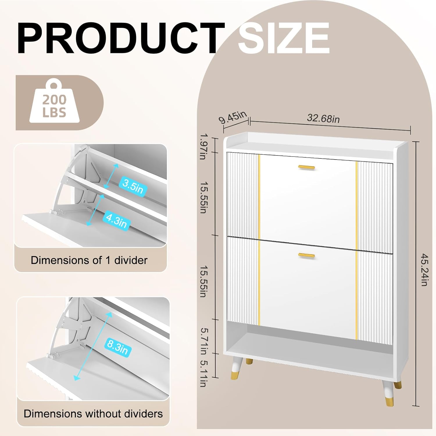 White Shoe Storage Cabinet for Entryway Slim, Hidden Wooden Shoe Organizer Cabinet with Drawer, Ultra Shoe Rack Cabinet for Front Door Entrance