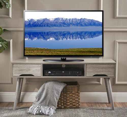 TV Stand for 50-59 inches TV, Entertainment Center with Storage, Modern TV Console Table for Living Room, TV Media Console Table, Mid Century Modern TV, TV Cabinet (Grey)