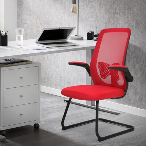 Athena Collection Office Chair Ergonomic Computer Desk Chair Big and Tall Mesh Comfy Home Office Chair with Lumbar Support Heavy Duty No Wheels Red