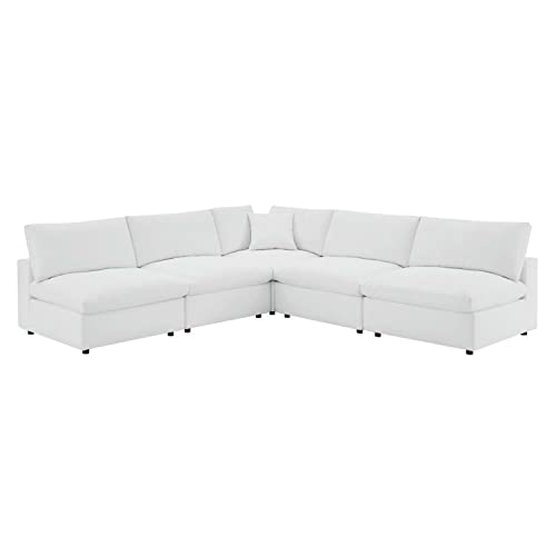 Modway Commix Modular Sofa, Armless Corner Sectional, White Performance Velvet