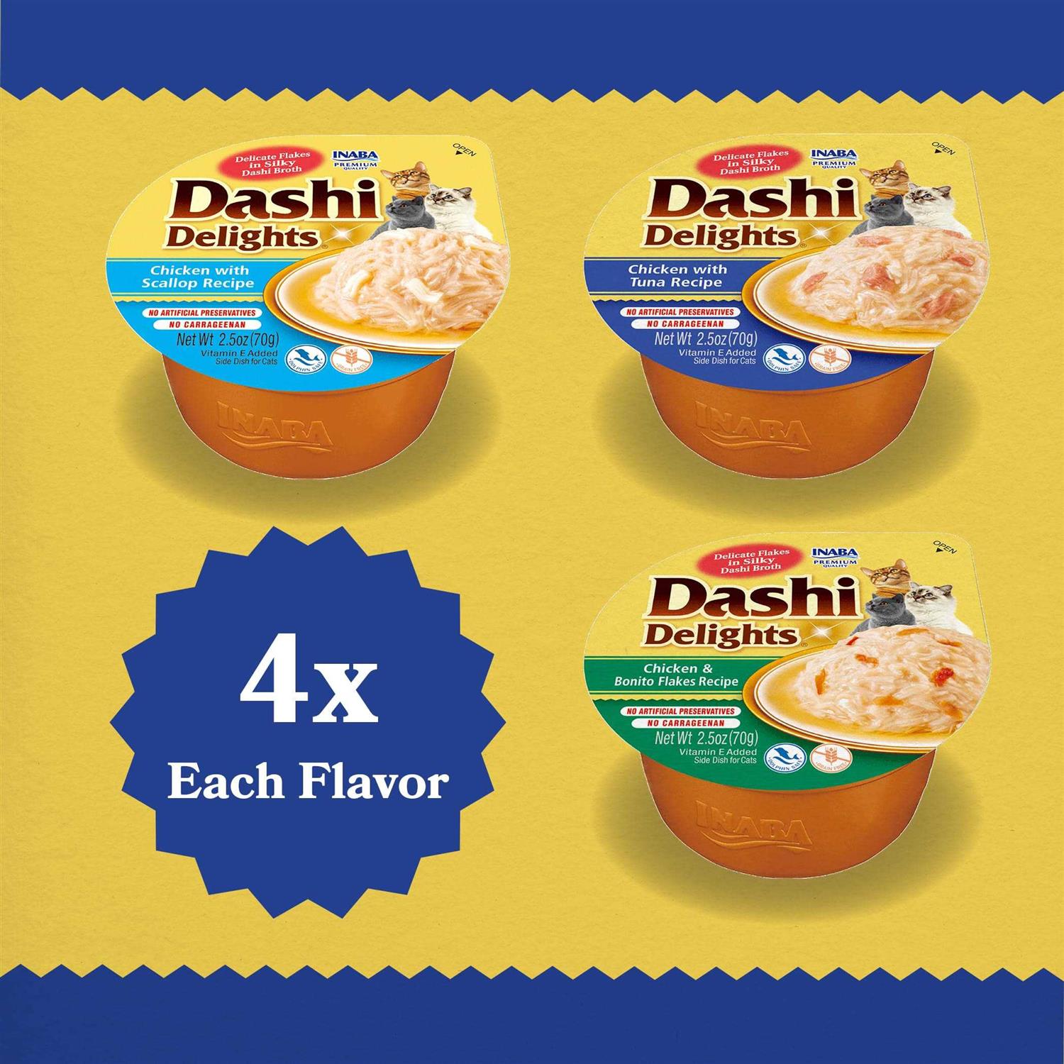Inaba Dashi Delight Flavored Variety Pack Bits in Broth Cat Food Topping - Pet Supplies online store
