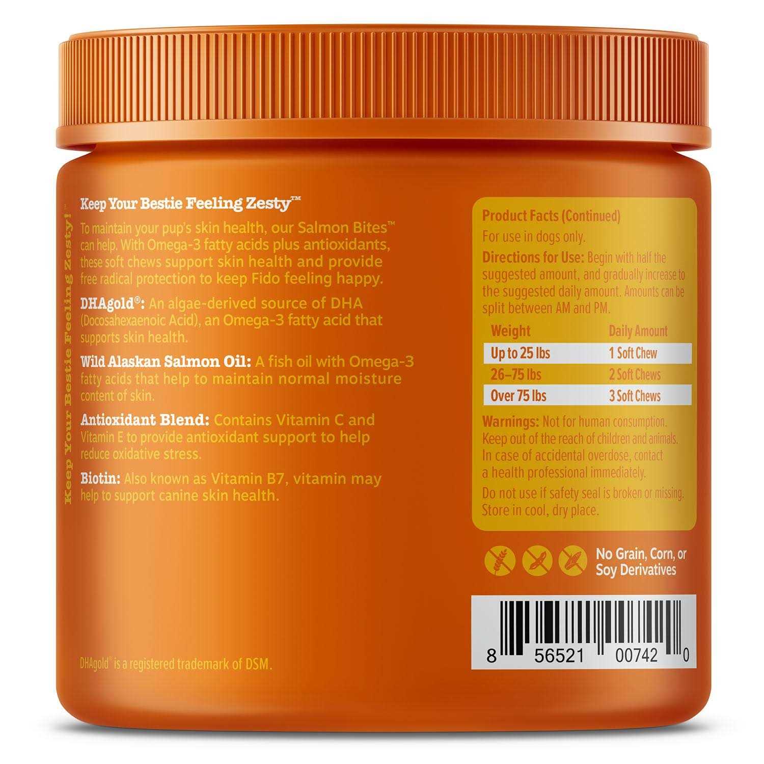 Zesty Paws Salmon Bites for Dogs Skin & Coat - Pet Supplies online store