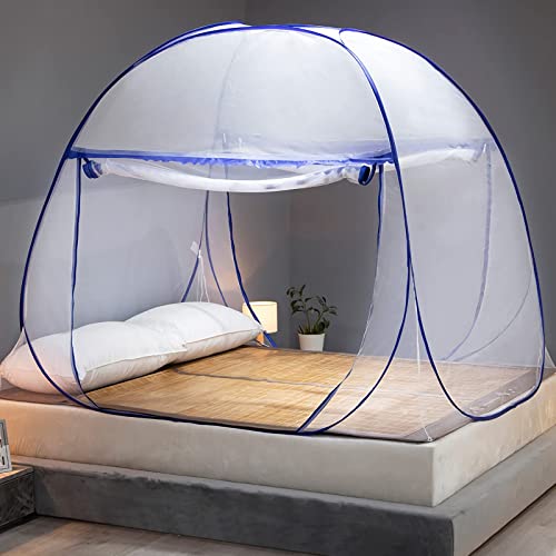 Mosquito Net for Bed, Folded Size 12 inch Portable Camping Travel Mosquito Net, Pop Up Mosquito Tent with Double Entry for King Queen Size Bed (Folded 12 Inch, 71