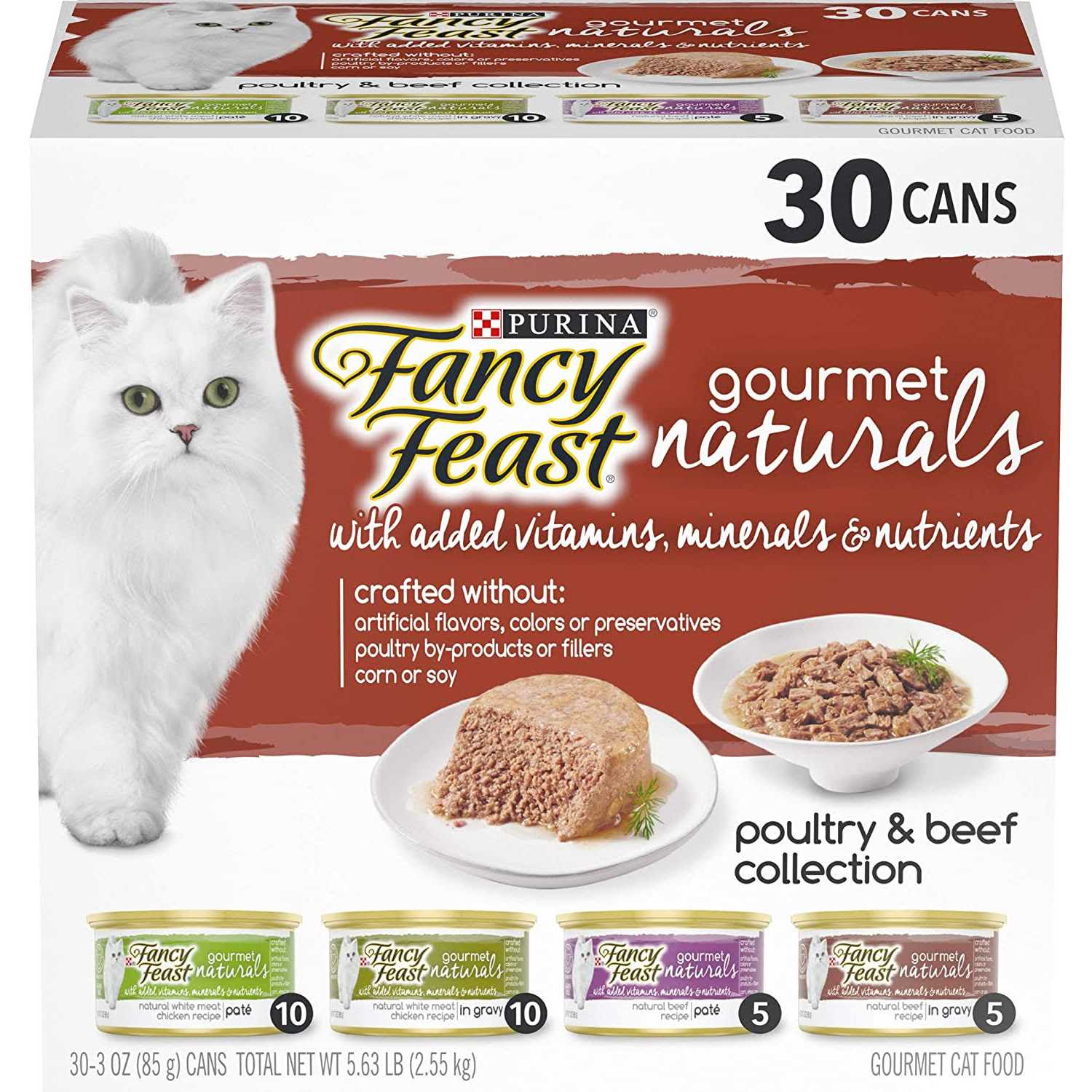 Fancy Feast Wet Cat Food Variety Pack Gourmet Naturals Poultry and Beef Collection - Pet Supplies online store
