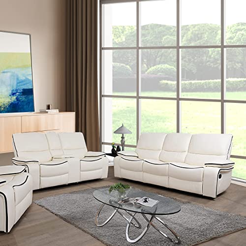 Condio Living Room Set, Recliner + Loveseat + Sofa, Blue
