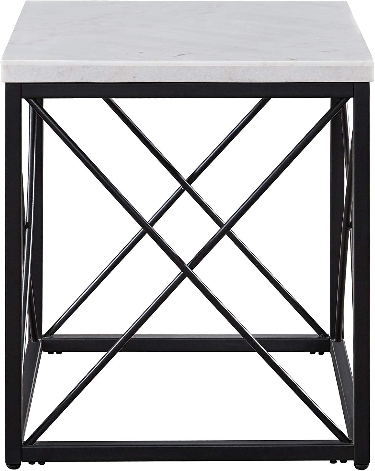 Skyler - Square End Table with Marble Top - White