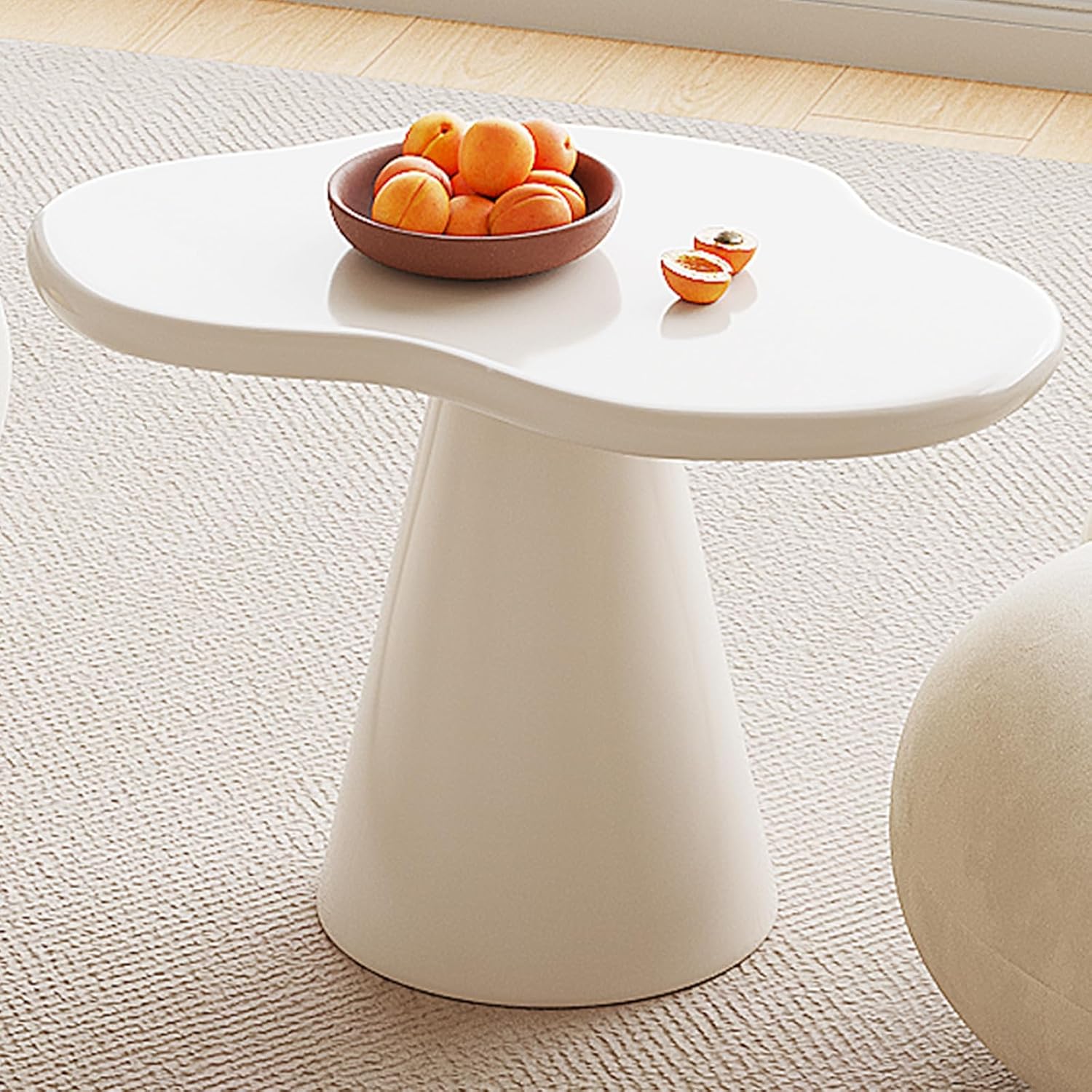 Irregular Shape End Table, Modern Accent Cocktail Table for Small Space Living Room, Tapered Pedestal Base Side Table, 15.74