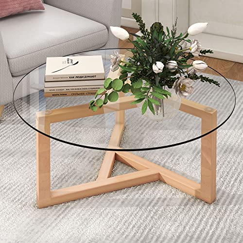 RUNNA Modern minimalist coffee table, solid wood coffee table, Nordic style coffee table, simple design, suitable for both home and office (Black~016)