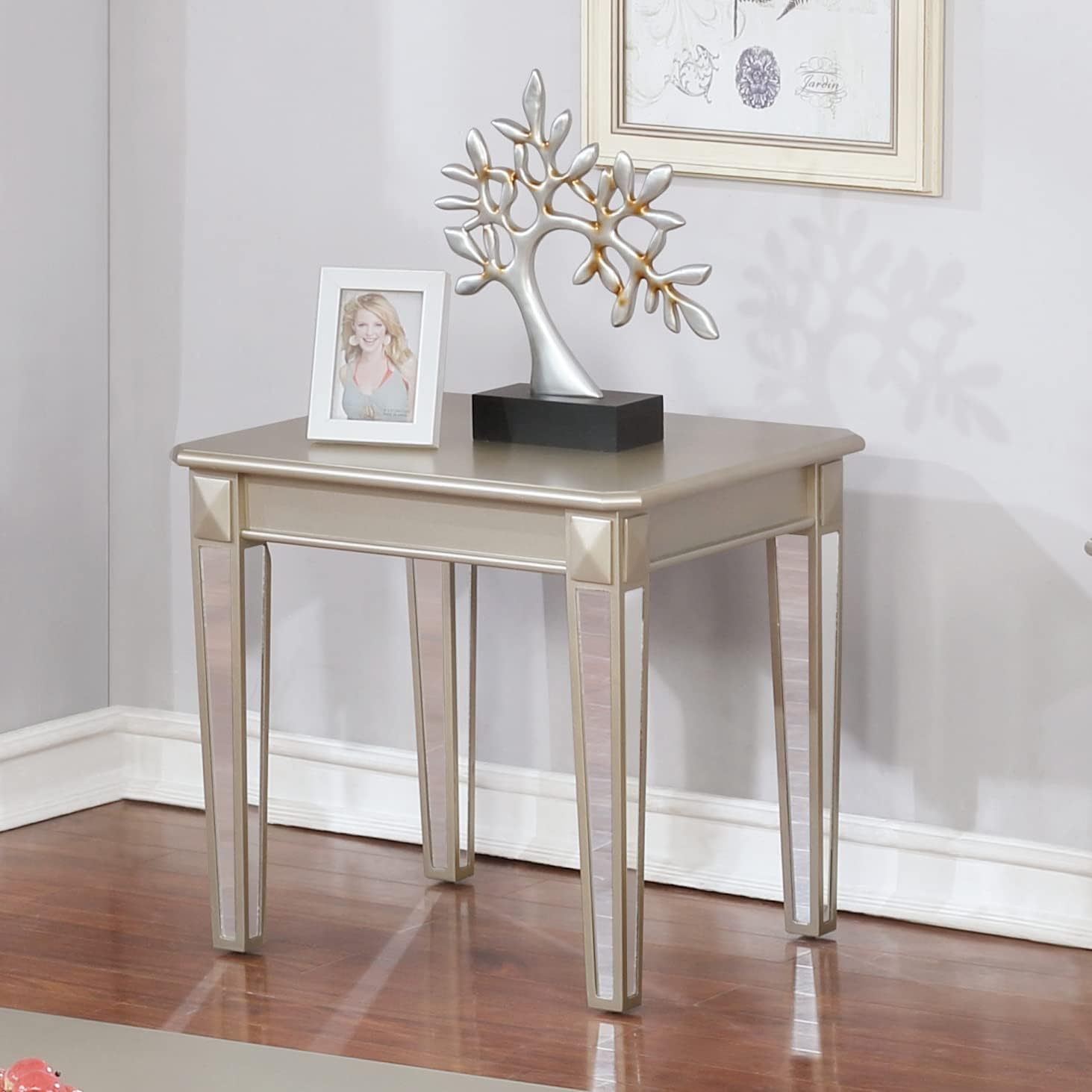 Roundhill Furniture Barent End Table, Champagne