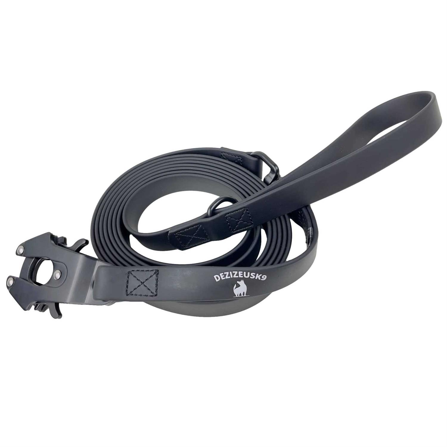 DEZIZEUSK9 Biothane Heavy Duty Dog Leash Tactical Dog Lead Quick Release Locking cable carabiner clasp - Pet Supplies online store