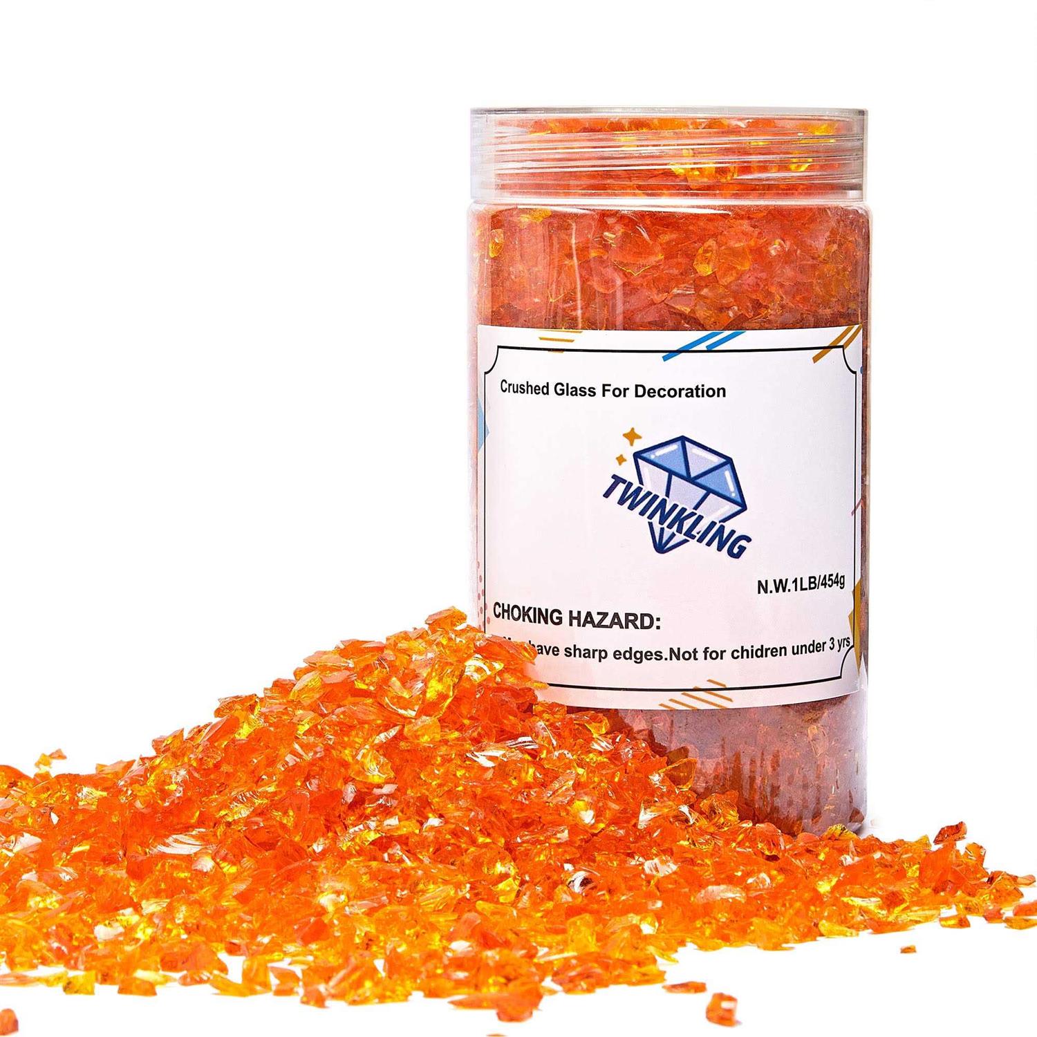 TWINKLING High Luster Fire Glass Gravel Stone Glitter,Broken Glass,Fire Gems Chips,Crushed Glass for Fire Pit Crafts Resin Art Aquarium Garden - Pet Supplies online store