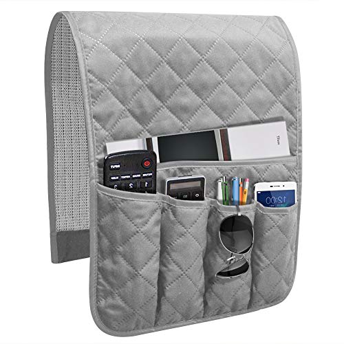 Godery Non-Slip Sofa Couch Armrest Organizer, TV Remote Control Holder, Armchair Caddy For Phone, Books, Magazines (Grey)