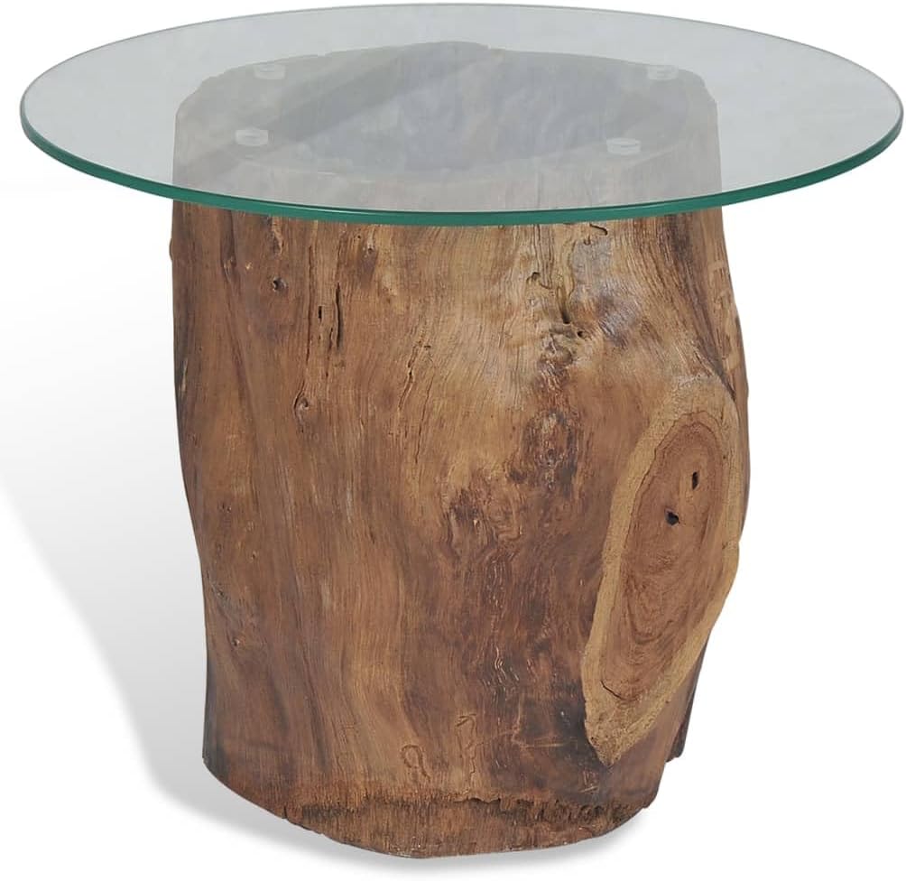 Coffee Table Teak Glass 19.7