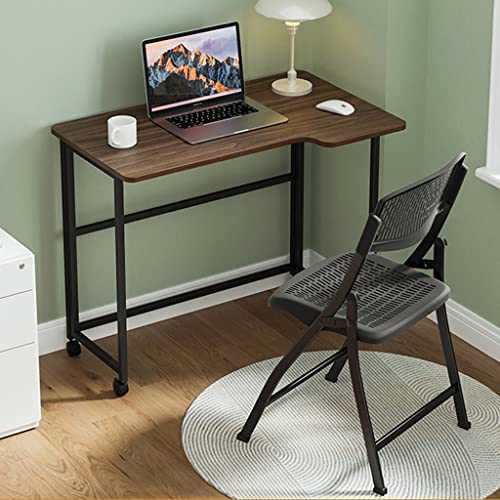 Folding Office Desk and Chair ser with Removable Wheels, No Assembly Computer Desks & Workstations for Home Office Bedroom (Color : Wood Set, Size : 90 * 56 * 75cm)