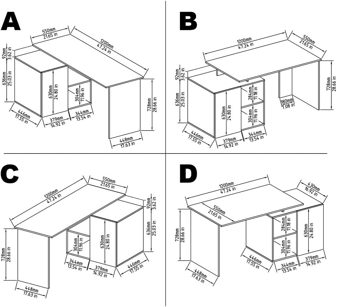 Christelle Office Home Modern White Writing Computer Corner Desk l Shape