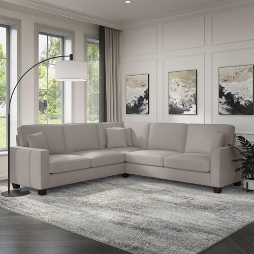 Bush Furniture Stockton L Shaped Sectional Couch, 98W, Charcoal Gray Herringbone