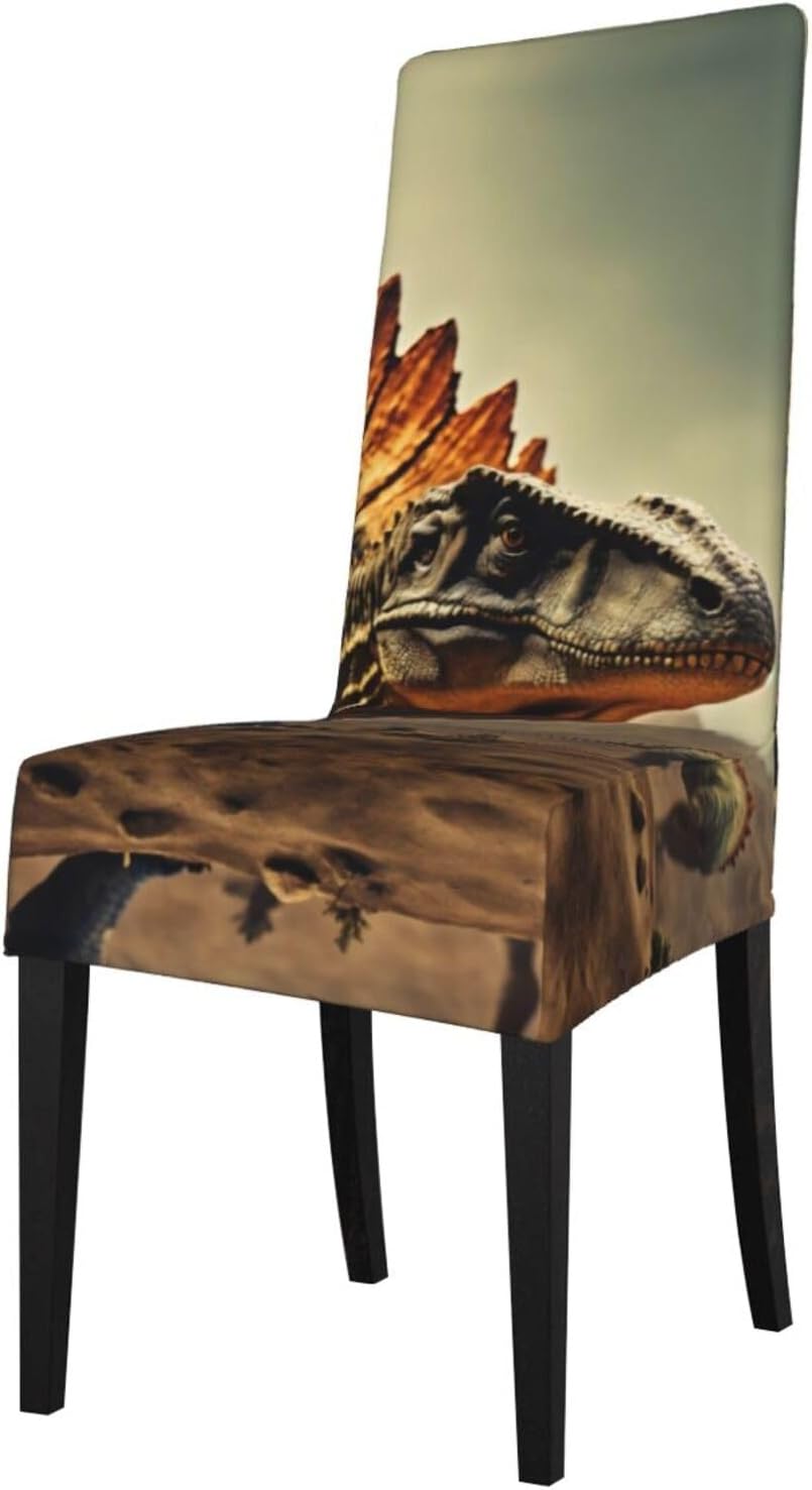 Dinosaur Print Protection Cover for Dining Chair Essential Room Stretchy Home Office Restaurant
