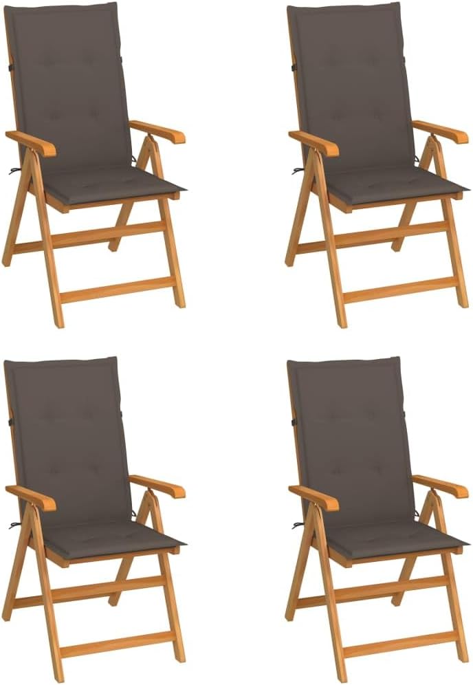 Patio Chairs 4 pcs with Taupe Cushions Solid Teak Wood,Furniture,Outdoor Furniture,Outdoor Seating,Outdoor Chairs,Taupe,30.34kg/66.748ib