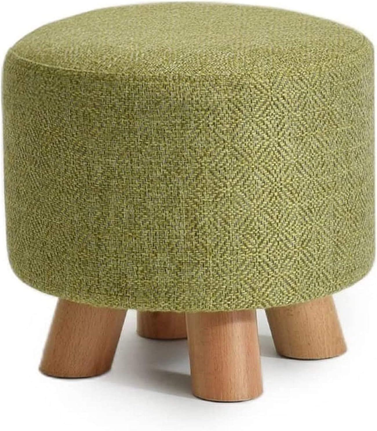 Storage Footstool Fashion Solid Wood Shoes Stool Round lstered Footstool Sofa Low Stool Footrest Small Seat Foot Rest Chair Green lstered Stool