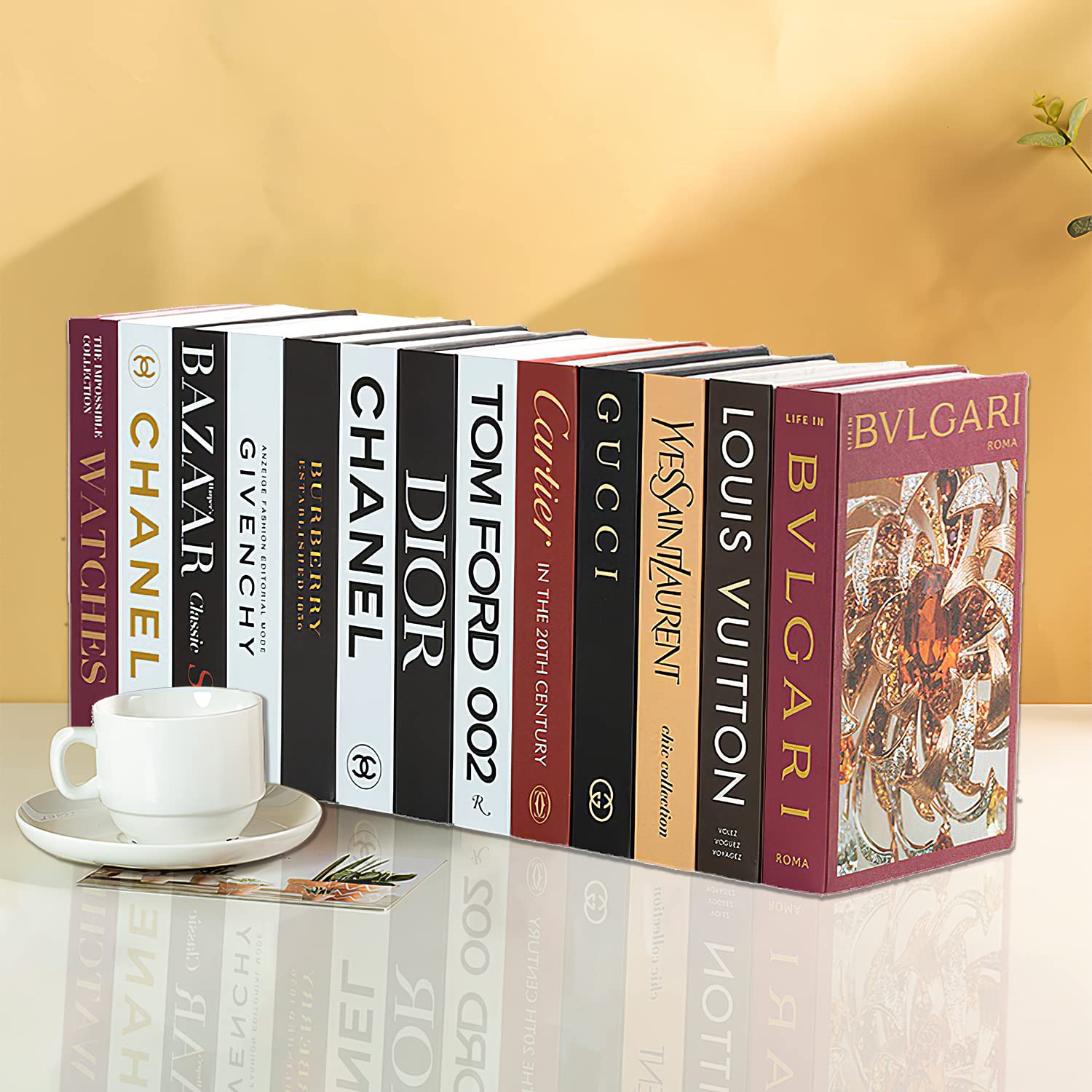 Decorative Books Bundle Fashion Book Décor for Elegant and Refined Homes – Designer Books Premium Fake Books for Decoration with No Pages, Faux Books, Office Decor, Bookshelf, Coffee Table Decor