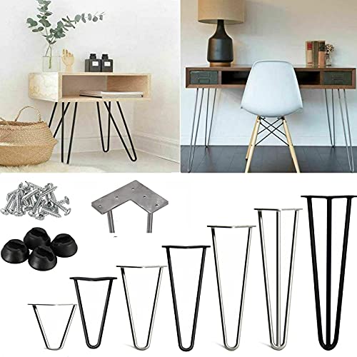 10Inch Hairpin Legs, Heavy Duty Hairpin, Metal Table Legs Home DIY Furniture Black 2-Rod Mid-Century Modern Style Legs